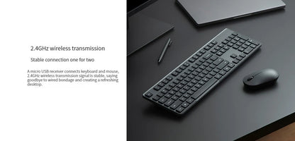 Original Xiaomi Wireless Keyboard & Mouse Set 2 104 keys Keyboard 2.4 GHz USB Receiver Mouse for PC Windows 10