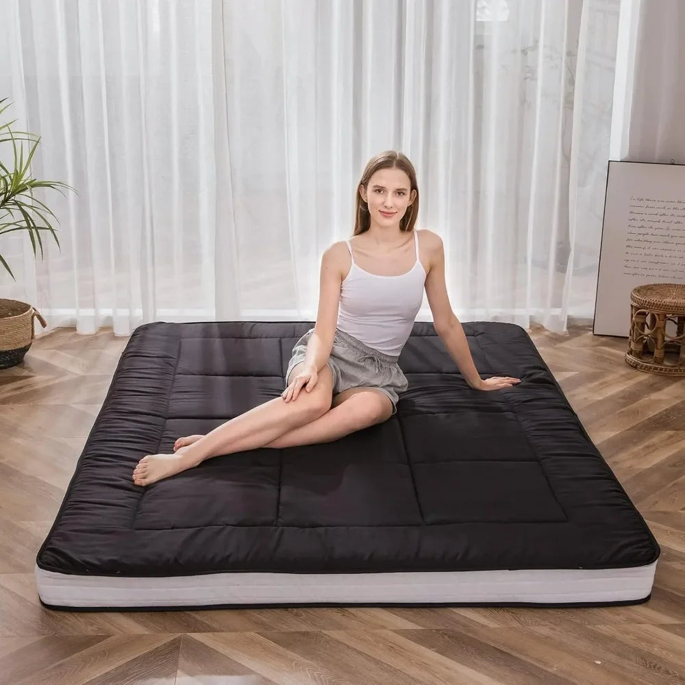 Foldable Roll Up Floor Futon Mattress for Adults Kids Narrow Twin Size Black