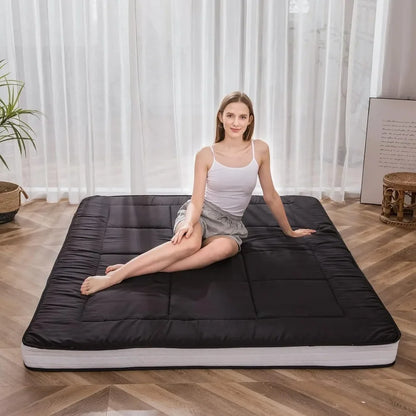 Foldable Roll Up Floor Futon Mattress for Adults Kids Narrow Twin Size Black