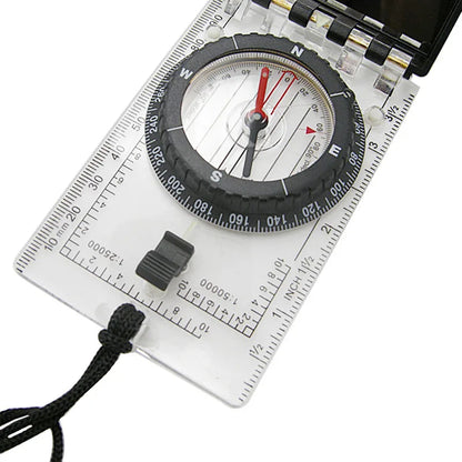 Outdoor Camping with Hanging Rope Scale Mirror, Multifunctional Folding Compass, Magnetic Declination Adjustment Function