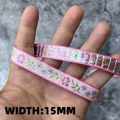 5 Yards 1~3CM Geometric Flower Designs Are Selling Well Embroidered Jacquard Ribbon Decorative Clothing Dog Chain Curtains