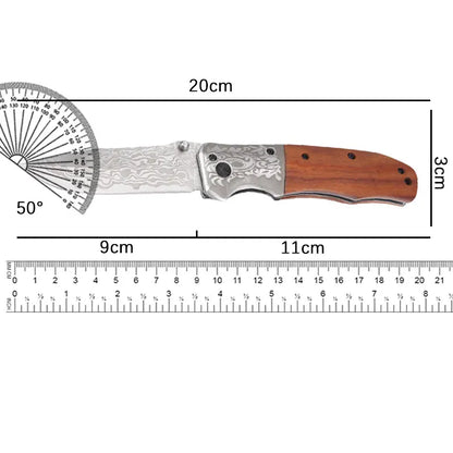 Folding knife, wooden handle, portable pocket knife, sharp, high-end fruit knife, for outdoor use, high hardness knife