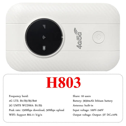 H807Pro H5577R 4G LTE Router Wireless Internet WiFi Router 150Mbps Hotspot Portable WiFi Device Plug Play Pocket Mobile Hotspot