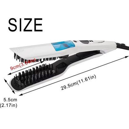 LCD Display Steam Hair Straightener PTC Heated Scalable Hair Straightener Brush Frizz-Free Fast Heating
