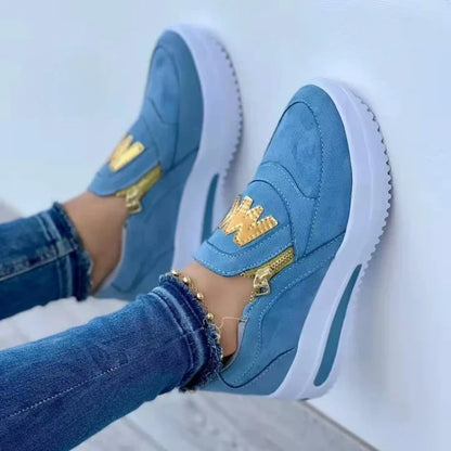 Women's Sneakers Platform Shoes Side Zipper M Printed Women Vulcanized Shoes Lightweight Casual Shoe Plus Size 43 Women Shoes