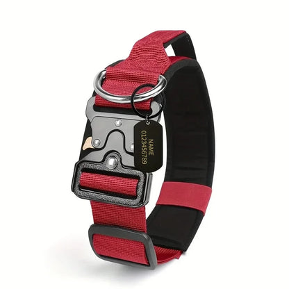 Personalized Tactical Dog Collar Adjustable Military Training Nylon Dog Collar with NamePlate Metal Buckle for Dogs