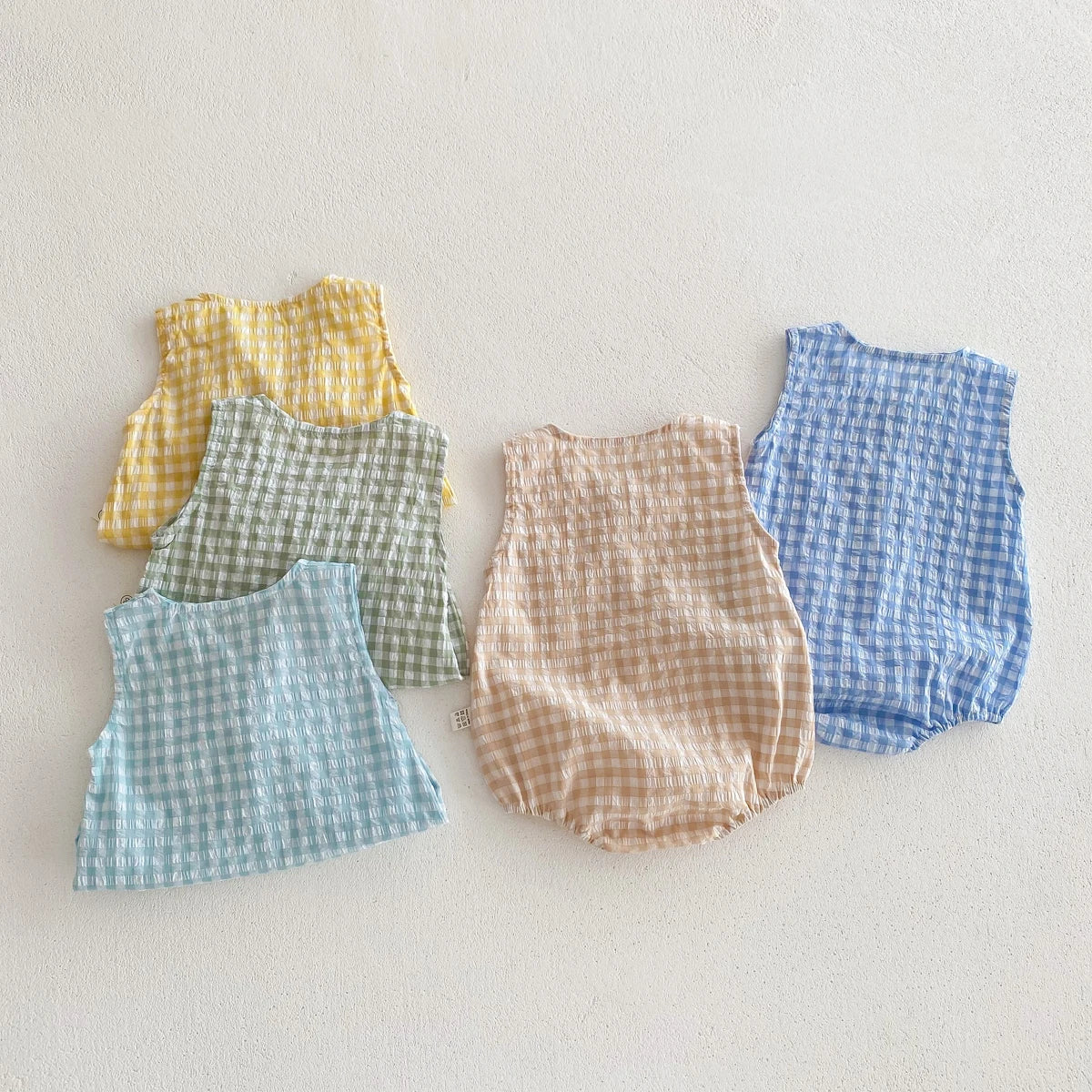 Summer Baby Girls Sleeveless Romper  Plaid Newborn Baby Bodysuit  0-2 Years Old Infant Jumpsuit