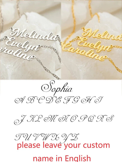 Custom Different Font Name Pendant Necklace for Woman Girls Stainless Steel Nameplate Personalized Choker Necklaces Jewelry Gift