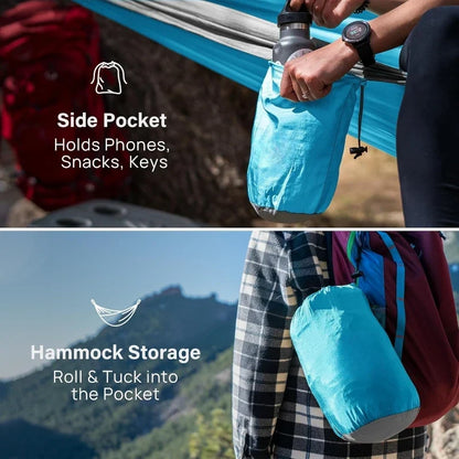 Camping Hammock Portable Hammocks with Tree Straps Attached Carry Bag Perfect for Outside Indoor Hiking Beach Backpack Travel