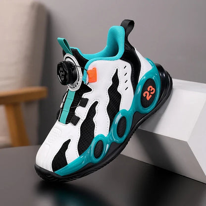 Fashion Basketball Shoes for Kids High-top PU Leather Sports Shoes Children Casual Shoes Boys Girls Comfortable Gym Trainers New