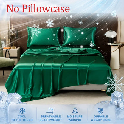 Summer Cooling Bed Sheet Breathable Comfortable Cooling Blanket Ice Silk Fabric Solid Color Flat Sheet Luxury Bedding Sheet