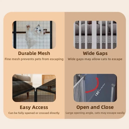 New Metal Mesh Dog Barrier Fences Breathable with Zipper Net Stairs Gate Easy to Install Folding Dog Safety Fence for Cats Dogs