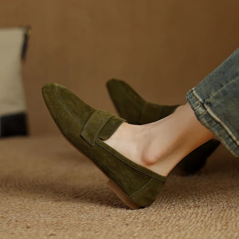 2026 Spring Sheep Suede Women Shoes Round Toe Flat Heel Women loafers Shoes for Women Deep Mouth Loafers Low Heels Ladies Shoes