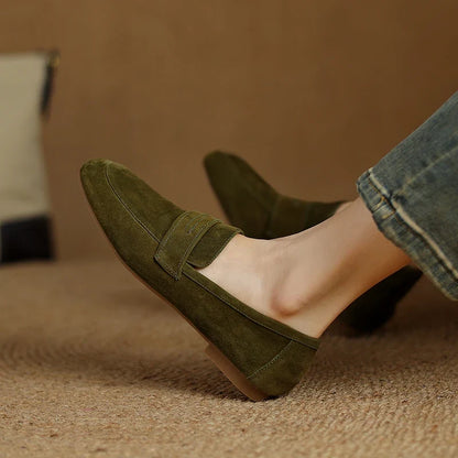 2026 Spring Sheep Suede Women Shoes Round Toe Flat Heel Women loafers Shoes for Women Deep Mouth Loafers Low Heels Ladies Shoes