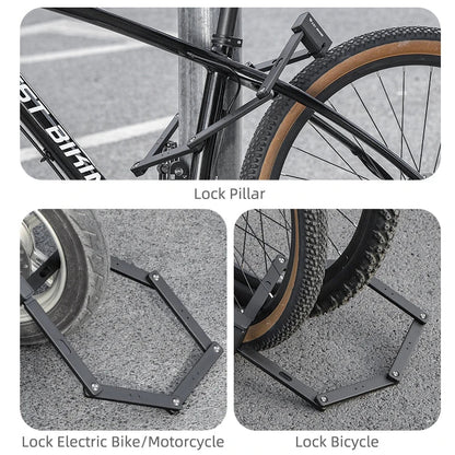 WEST BIKING Foldable Bike Lock Portable Anti-Theft Security Folding Padlock for MTB Road Bike E-bike Scooter Bicycle Accessories