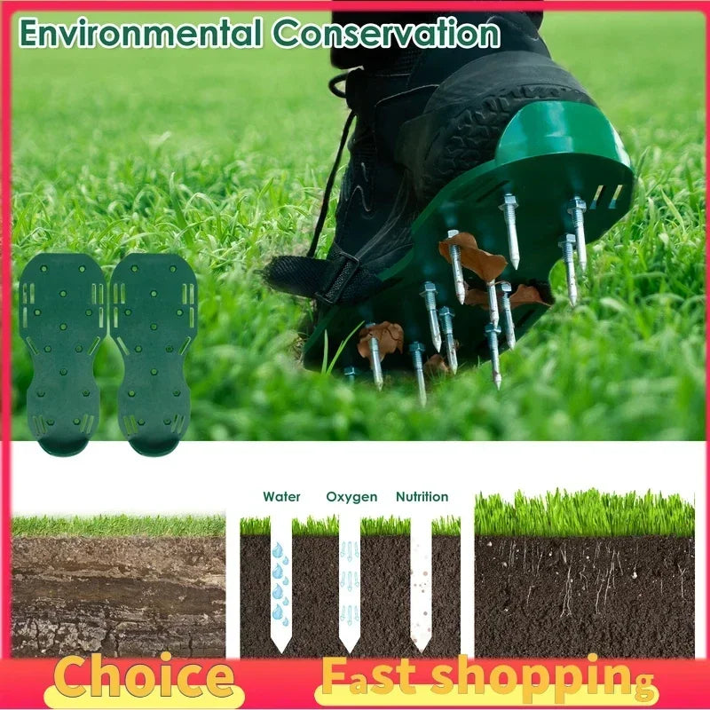 2026 new model lawn aerator shoes manual lawn aerator with spike adjustable spiked aerating sandals reusable plastic lawn