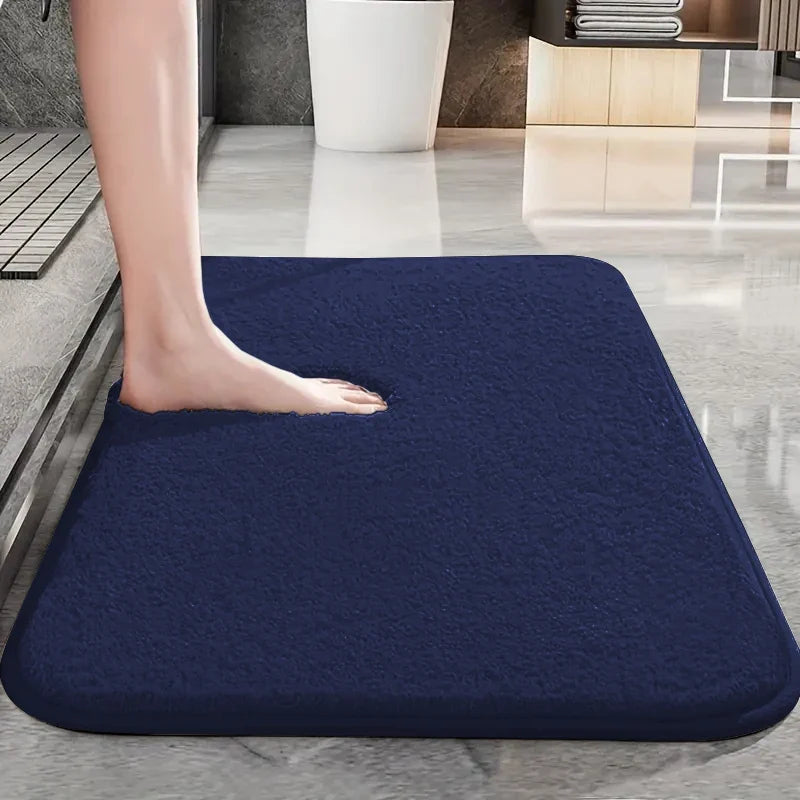 Thickened solid color bathroom non-slip floor mat shower room door absorbent foot mat square long hair toilet mat