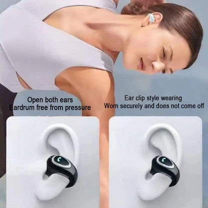 Bluetooth Wireless Ear-clip Single Headphone Open-Ear Air Conduction Earbuds Clip-On Single Headset HIFI Stereo Sound Earphone