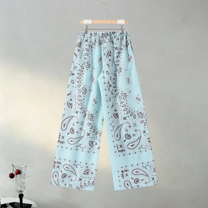 Casual Printed Women's Shirt Trouser Suits Lace Up Long Sleeve Loose Wide Leg Pants Lady Set 2026 Autumn Female 2 Pieces Set New