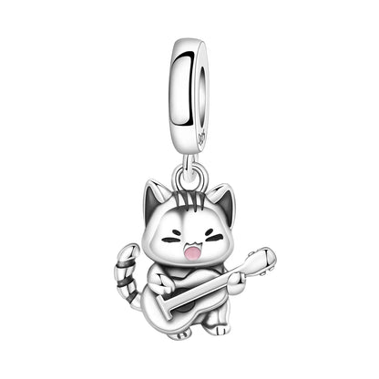 Hot Sale 925 Sterling Silver Dog Cat Cute Pet Animals Pendant Birthday Party Gift for Women Bangle Bracelet Necklace DIY Jewelry