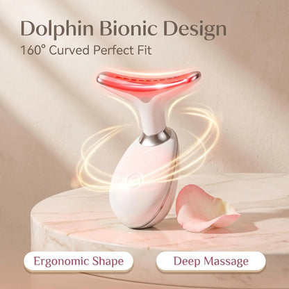 7 Colors LED Light Face Neck Beauty Device with Vibration Massage for Wrinkle Reduction Double Chin Neck Lifting