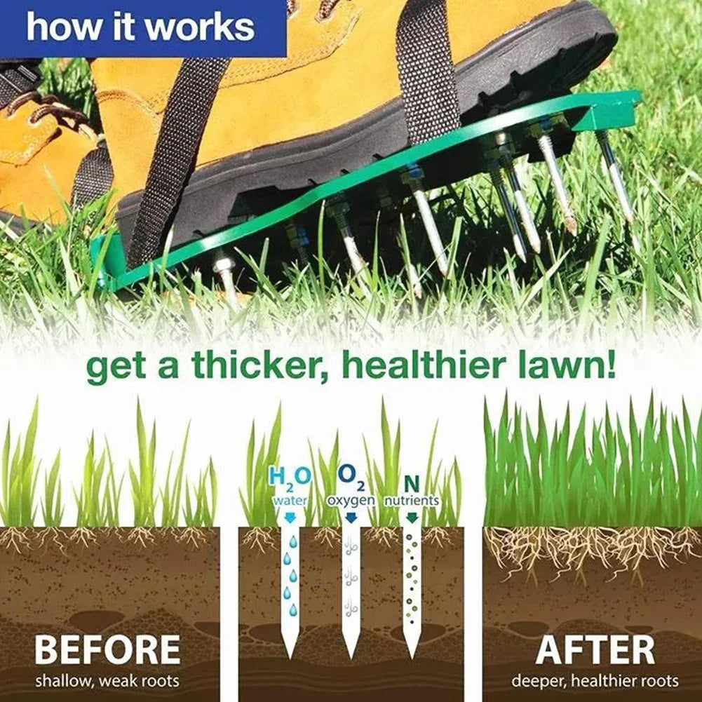 Lawn Aerator Shoes Aerator Spiked Sandals with Adjustable Strap Grass Spiked Shoes Anti-Slip for Aerating Lawn Soil