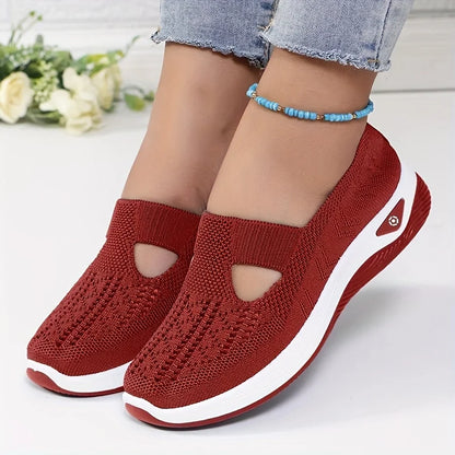 Womens Spring Summer Knit Slip On Sneakers Breathable Mesh Casual Shoes with Arch Support Machine Washable Multi Colors