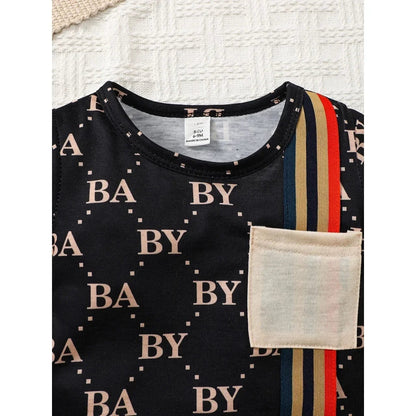 2PCS Summer Toddler Baby Boy Clothing Set T-shirt Letter Short Sleeve Top+Shorts Light Luxury Style for Baby boy 0-3 Years