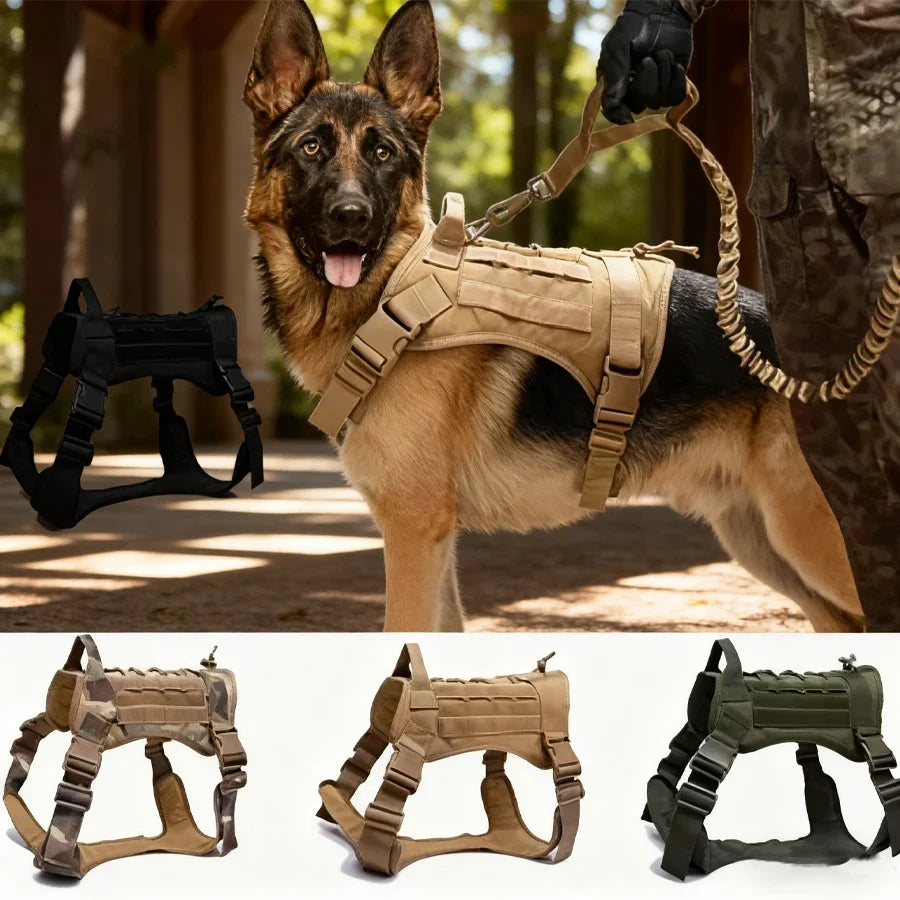 Tactical Dog Harness Military Training  Padded Quick Release Vest Pet Training Dog Harness For Set Small Medium Large Dogs