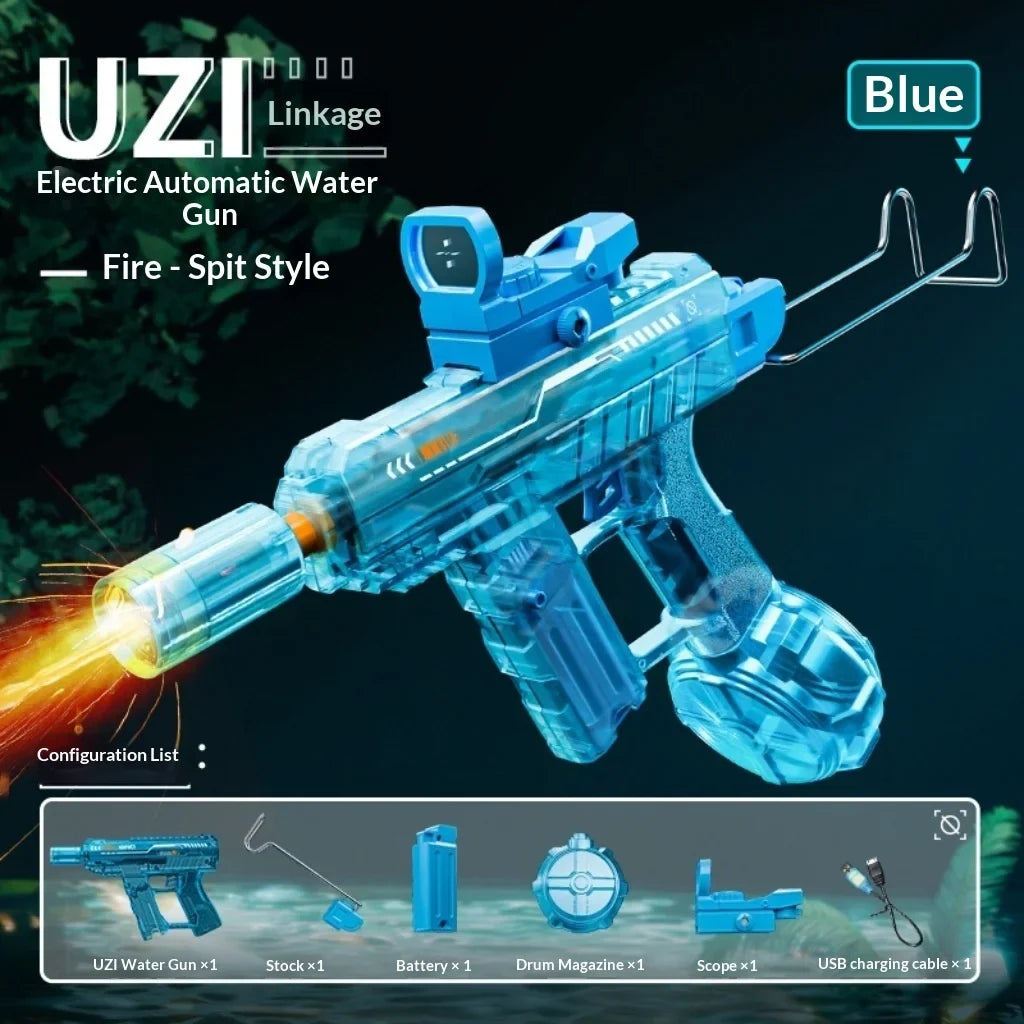 Electric Water Gun with Flashing Function Continuous Powerful Spray Water Gun Summer Outdoor Toy Water Gun Children Adults Gift