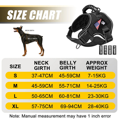 Explosion-Proof Tactical Dog Harness - Training and Outdoor Activity Vest for Doberman Pinschers and Small/Medium/Large Breeds