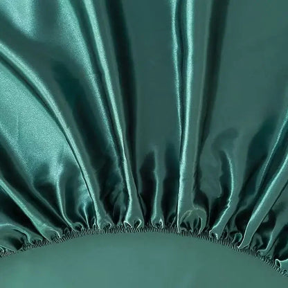 Summer Ice Silk Satin Fitted Sheet Solid Deep Pocket Mattress Cover Ultra Soft Wrinkle Resistant Bed Cover No Pillowcase For Sin