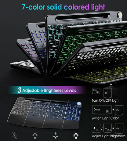 2.4G&Type-C Wireless Keyboard Mouse Combo with Wrist Rest,RGB Backlit,Silent Rechargeable Set for PC,Laptop,Window,Jiggler Mouse
