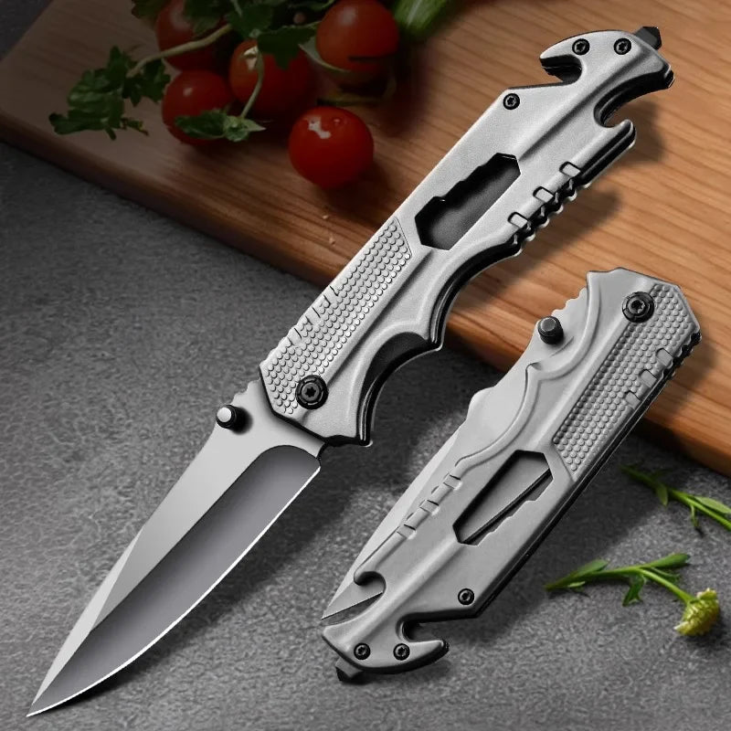 Steel Handle Stainless Steel Multi functional Folding Knife High Hardness Folding Knife Outdoor small Fruit knife