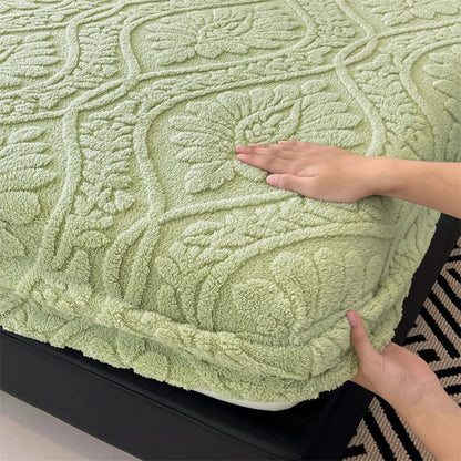 Warm Fleece Elastic Fitted Bed Sheet Thermal Winter Sheets Mattress Topper Protector Cover for Single Couple Double Bedsheet