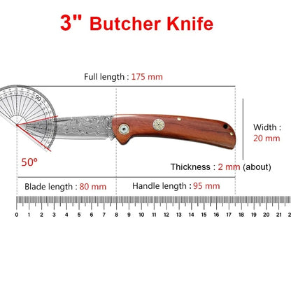 Folding Blade Kitchen Knife Stainless Steel Meat Cleaver With Wood Handle Cooking Household Meat Fruit Vegetables Barbecue Knife