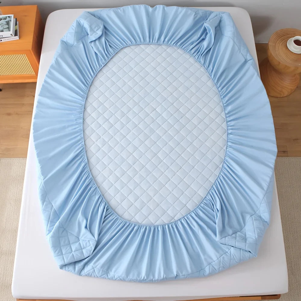 1pc Quilted Waterproof Fitted Sheet, Machine Washable Mattress
