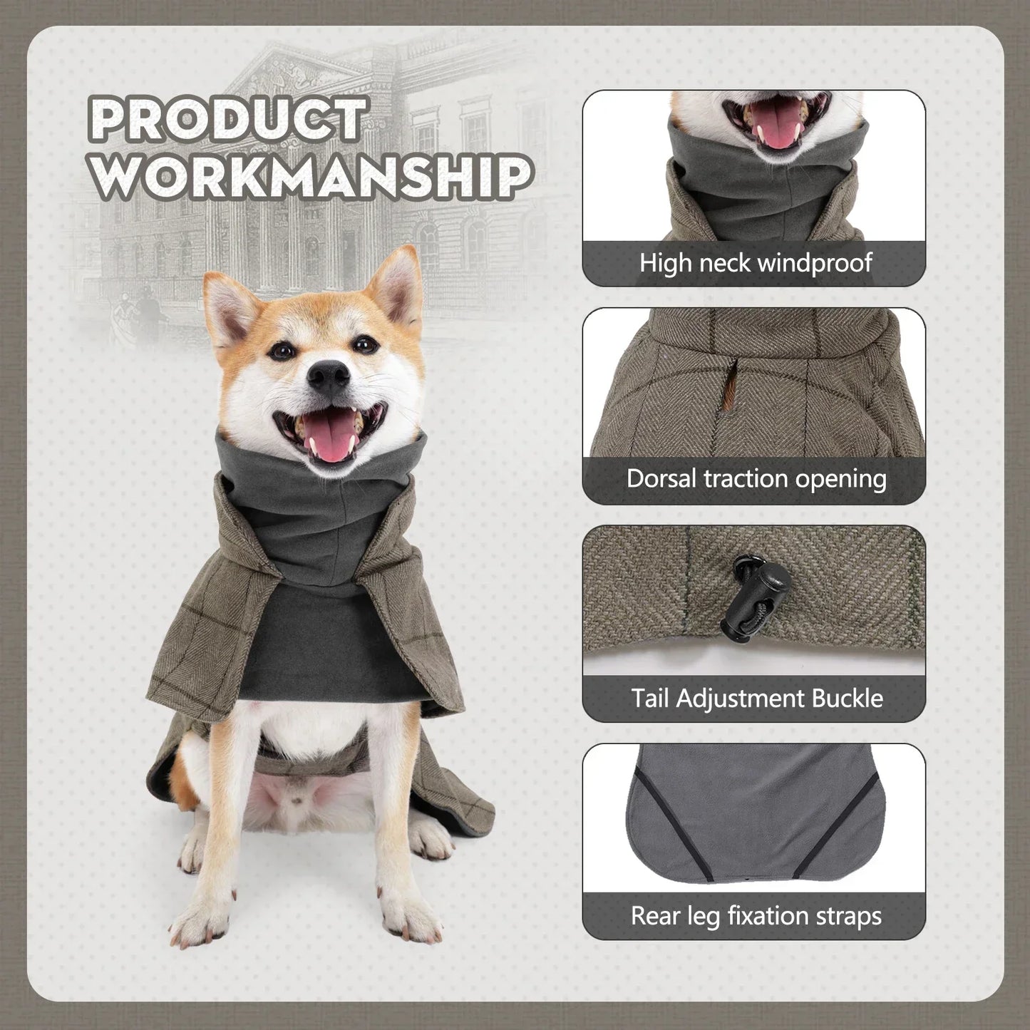 Dog Clothes Waterproof Windproof Clothes Winter Warm British Style Plaid Jack For Small Medium Large Dogs Winter Clothes for Dog