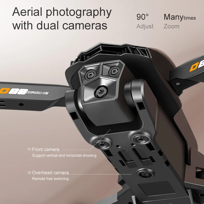 NewD88 4K RC Drone,360°Flip,Headless Mode,One Key Return,Altitude Hold,WiFi FPV,Dual Cam Switch,90°Lens Adjust,Birthday Gift Toy