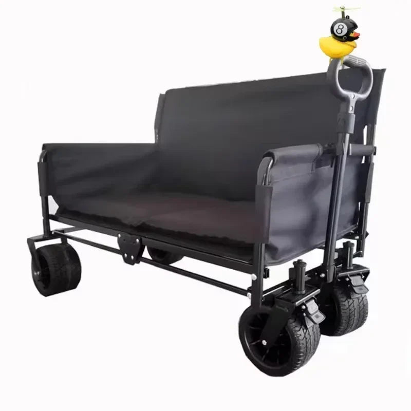 Large Capacity Outdoor Folding Cart Camping Stroller Rear-open Camper Wagon Portable Utility Cart For Shopping Picnic Fishing
