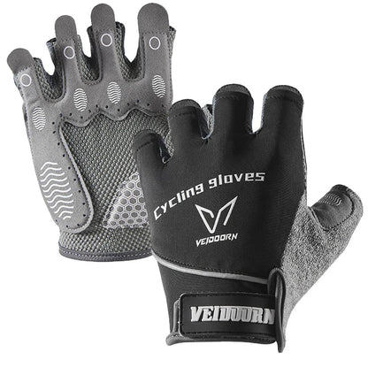 Veidoorn Men's Women's Workout Gloves for Gym Weight Lifting Non-Slip Palm with Padding Breathable Towel Finger for Sweat Wipe