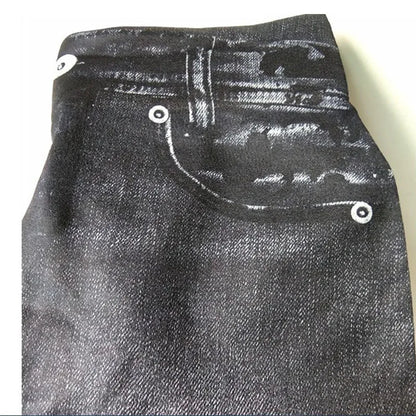 1pcs Women's Denim Print Leggings Females Fashion Slim Leggings Faux