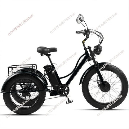 Electric Bike For Man 24-Inch 750W 48V Three Wheeled Electric Vehicle Fat Tire Pedal Powerful Electric Tricycle For Adults Elder