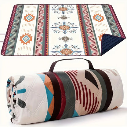Outdoor Camping Picnic Blanket, Portable Beach Mat, PU Coated Oxford Cloth, Bound Edge, Foldable Lightweight Mat
