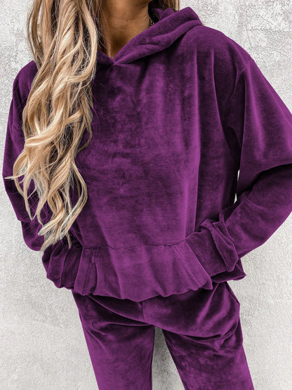 Autumn Winter Tracksuit Women Two Piece Set Oversized Hoodie Sweatpants Solid Sportswear Suit Casual Sweatshirt Trouser Set Lady