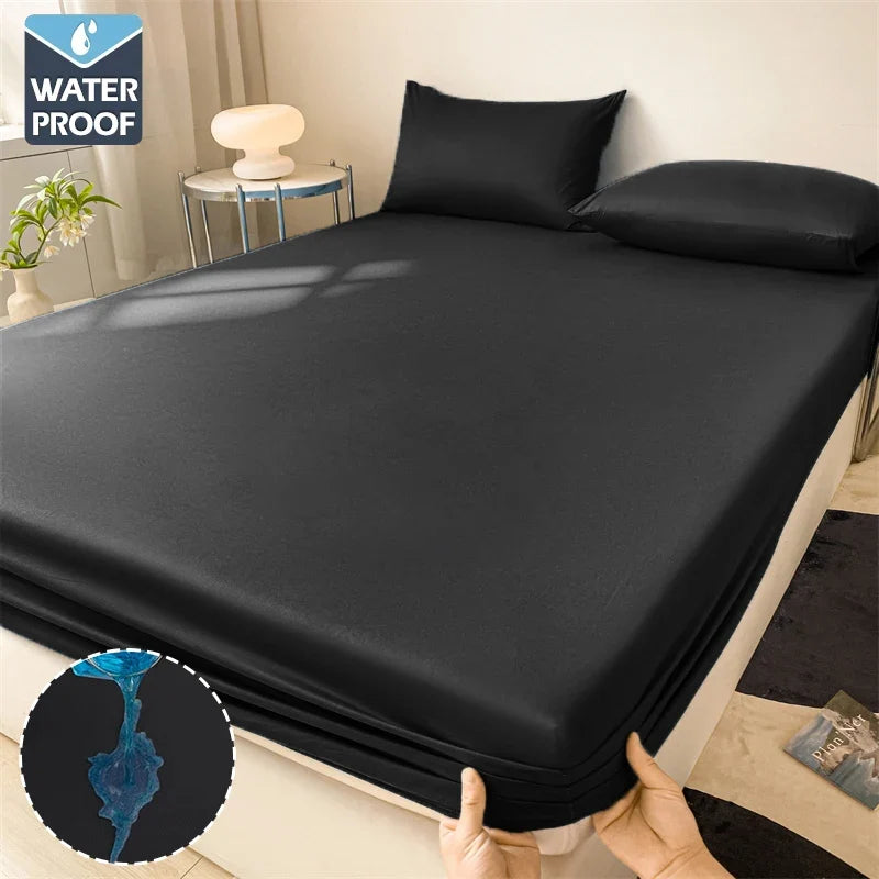 Waterproof Mattress Cover Fitted Bed Sheet With Elastic Band Anti-slip Adjustable Mattress Protector Double Fitted Sheet For Bed