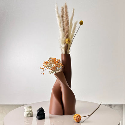 2 Piece Set of Special-Shaped Double Vase, Creative Dried Flower Vase, Multi-Color Optional, Suitable for Living Room, Kitchen,