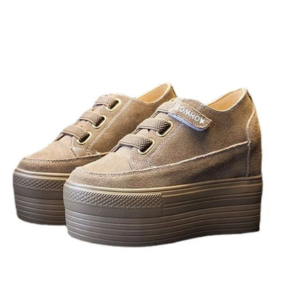 Fujin 12cm Suede Genuine Leather Women Shoes Wedge High Heel Platform Casual Breathable Casual Winterr Shoes Women Ankle Boots