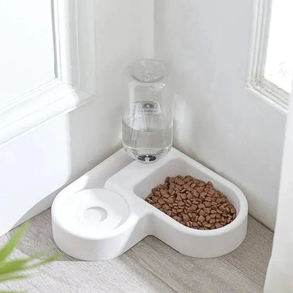 Pet Double Bowl Dog Bowl Cat Bowl Set Automatic Feeding and Drinking Bowl Anti-Tip Food Bowl for Small Dogs and Cats