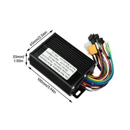 Electric Bike Brushless Motor Controller DC36V/48V/64V 750W-1500W Black Aluminum Alloy Sine Wave DC Electric Motor Controller